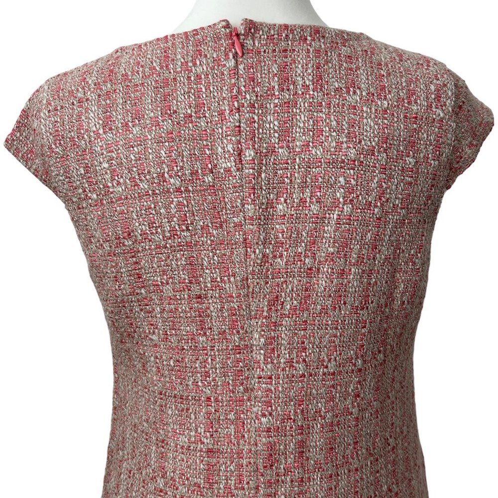 Talbots Petites Pink White Tweed V-Neck Cap Sleeve Sheath Midi Dress (2P) - Picture 7 of 16